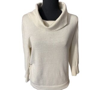 Banana Republic Cream Gold Metallic Cowl Neck Sweater Women’s Size L